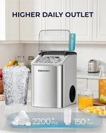 Load image into Gallery viewer, EUHOMY Nugget Ice Maker Countertop, Max 40lbs/Day, Auto-Cleaning, 2Qt Reservoir, Compact Sonic Ice Maker with 2.5lbs Basket and Scoop, Soft Chewable Nugget Ice for Home/Party/RV/Camping (Stainless)