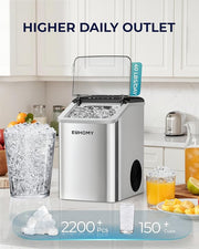 EUHOMY Nugget Ice Maker Countertop, Max 40lbs/Day, Auto-Cleaning, 2Qt Reservoir, Compact Sonic Ice Maker with 2.5lbs Basket and Scoop, Soft Chewable Nugget Ice for Home/Party/RV/Camping (Stainless)