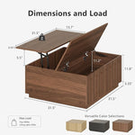 Load image into Gallery viewer, Lift Top Coffee Table with Storage, Mid Century Modern Coffee Table with Arched Design, 31.5" Square Tea Table with Wood Grain, Multifunctional Center Table for Living Room, Office, Walnut