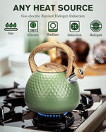 Load image into Gallery viewer, Tea Kettle Stovetops, 2.5 Quart Food Grade Stainless Steel Water kettles for Stove Top Teatop with Anti-hot Ergonomic Handle,Suitable for All Heat Sources