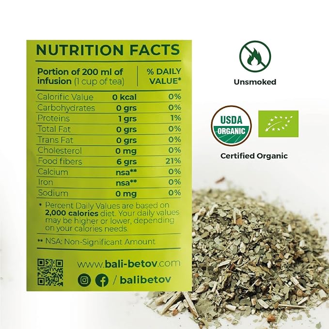 BALIBETOV Organic Yerba Mate Tea Loose Leaf, Natural Traditional Cut, Clean High Energy, Unsmoked Artisanal, Gluten Free, Vegan Friendly, Hot or Cold Drink (100 Yerba Bags – 2.5 oz Each, Traditional Cut)