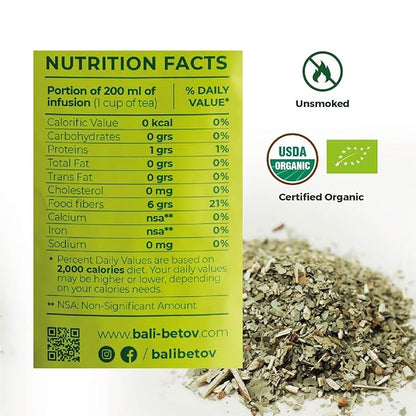 BALIBETOV Organic Yerba Mate Tea Loose Leaf, Natural Traditional Cut, Clean High Energy, Unsmoked Artisanal, Gluten Free, Vegan Friendly, Hot or Cold Drink (100 Yerba Bags – 2.5 oz Each, Traditional Cut)