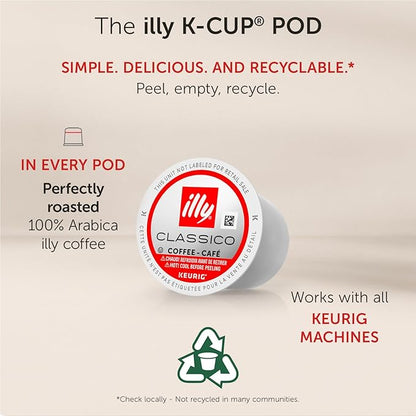 illy Coffee, Dark Roast, K-Cup for Keurig, 100% Arabica Bean Signature Italian Blend, Premium Gourmet Roast Single Serve Drip Coffee