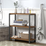 Load image into Gallery viewer, FOLUBAN Small Bookshelf and Bookcase, 3 Tier Low Short Book Shelf, Industrial Metal and Wood Book Case for Living Room Bedroom, Rustic Walnut