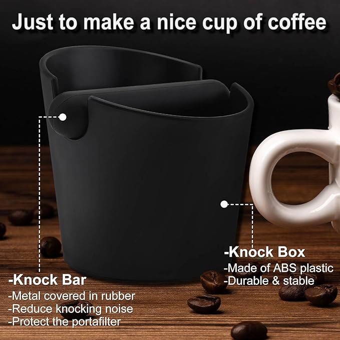 Espresso Knock Box 5inch, Coffee Knock Box Silicone Coffee Tamper Mat Espresso Machine Accessories, Come with Removable Knock Bar and Anti-Slip Base for Home Office, Barista Tools for Bar Shop