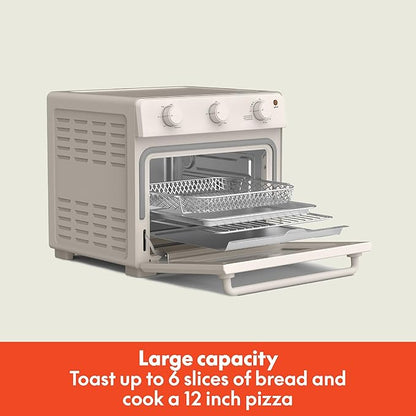 bella Air Fry Toaster Oven, 7 Preset Cooking Options, Dishwasher-Safe EverGood Coated Trays Included, 60-Minute Auto Shutoff w Audible Timer, Power Indicator Light, 1700 Watt, Oatmilk