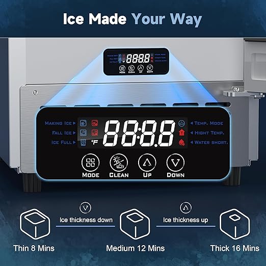 Coolski 15" W Commercial Under Counter Ice Maker Machine, 130 Lbs/Day Auto-Cleaning, 30 Lbs Storage, Stainless Steel Built-in Freestanding Ice Maker for Home Bar Restaurant Outdoor