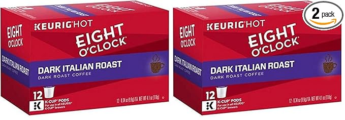 Eight O'Clock Dark Italian Roast Coffee, 12 Ct (Pack of 2)