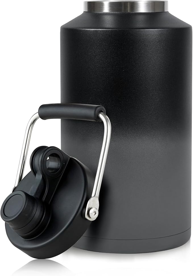 1 Gallon Water Jug Bottle Insulated, 128oz Stainless Steel Water Bottle Wide Mouth Double Vacuum Dishwasher Safe BPA Free for Hot & Cold Drinks Gradient Grey