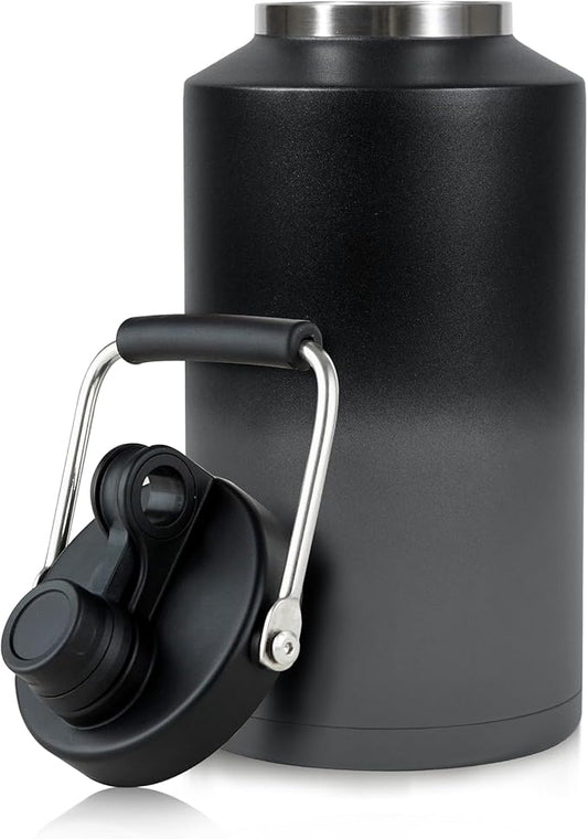 1 Gallon Water Jug Bottle Insulated, 128oz Stainless Steel Water Bottle Wide Mouth Double Vacuum Dishwasher Safe BPA Free for Hot & Cold Drinks Gradient Grey
