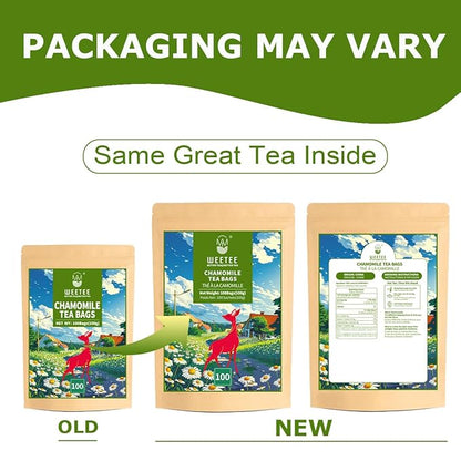 WT WEETEE Chamomile Tea bags, Made with 100% Pure Chamomile Flowers, Natural Caffeine-free Herbal Tea for Relaxation