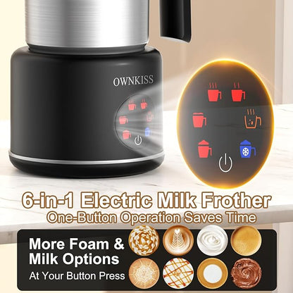 Milk Frother, 6-in-1 Electric Milk Frother and Steamer, 16.9oz/500ml Automatic Warm and Cold Foam Maker and Milk Warmer for Latte,Coffee,Cappuccinos,Macchiato(Stainless Steel)
