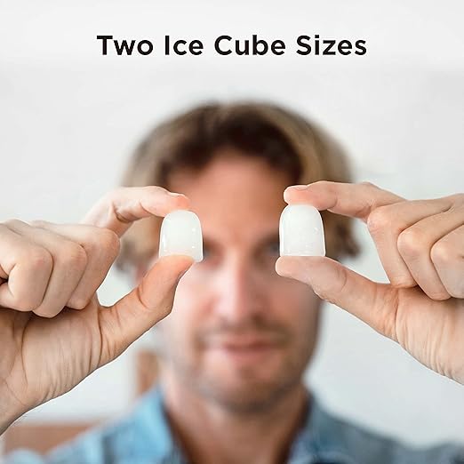 Silonn Ice Makers Countertop, 9 Cubes Ready in 6 Mins, 26lbs in 24Hrs, Self-Cleaning Ice Machine with Ice Scoop and Basket, 2 Sizes of Bullet Ice for Home Kitchen Office Bar Party, Sliver