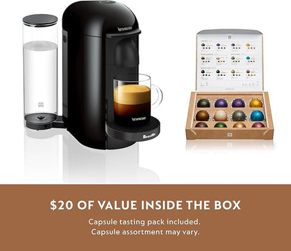 Nespresso Vertuo Plus Coffee and Espresso Maker by Breville, Ink Black with Aeroccino Milk Frother