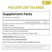 FreshDrinkUS, Premium 10 Mullein Leaf Tea Bags For Lungs, 100% Natural & Pure from Mullein Leaves. Loose Leaf Mullein Herbal Tea. Made with Natural Material Tea Bags. No Sugar, No Caffeine, No Gluten, Vegan.