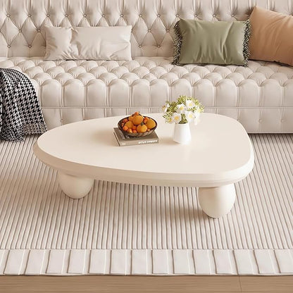 Cloud Coffee Table Modern Cute Coffee Tables Irregular Simple Tea/Center Table for Small Space End Table for Living Room, Home Office, Indoor (White A Oval 39.4" Wx25.6 Dx11.8 H)