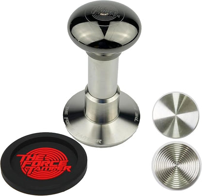 The Force Tamper Automatic Impact Coffee Tamper Adjustable Const Pressure and Autoleveling Extend Set New (Jelly-Black Mirror AL, 53.00mm)