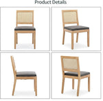 Load image into Gallery viewer, French Country Dining Chairs Set of 8, Grey Modern Kitchen &amp; Dining Room Chairs, Rattan Dining Chair with Linen Upholstered Cushion, Low Cane Back, Wood Legs, Sillas de Comedor (Gray, 8 Pcs)