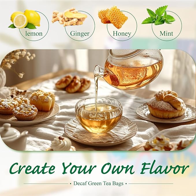 WT WEETEE Decaf Green Tea Bags, 100 Count CO2-Decaffeinated Green Tea, Drink All Day | Super Antioxidant | Resealable Kraft Bag