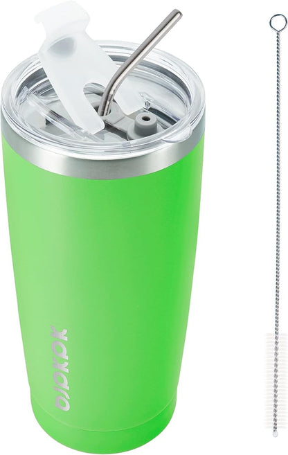 BJPKPK 20oz Tumbler with Lid and Straw Stainless Steel Tumbler Cup Vacuum Insulated Double Wall Travel Coffee Mug,Green