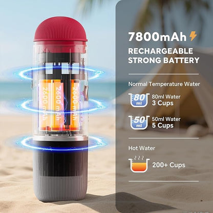 Portable Electric Espresso Machine, Travel Coffee Maker for Camping, Car Self-Heating Coffee Machine with USB-C, Compatible With NS Capsules & Ground Coffee, Portable Coffee Maker for Hiking,RV,Office