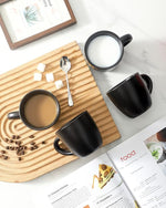 Load image into Gallery viewer, Hasense 7 Ounce Cappuccino Cups Set of 4 Perfect for Latte, Americano, Cafe Mocha and Tea, Ceramic Coffee Cups Ideal for Party Cafe Home and Kitchen, Microwave and Dishwasher safe, Black