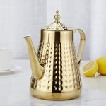 Load image into Gallery viewer, SANQIAHOME 1.8L(60oz) Stainless Steel Hammer Patterned Teapot With Removeable Infuser,Loose leaf cover,Gold