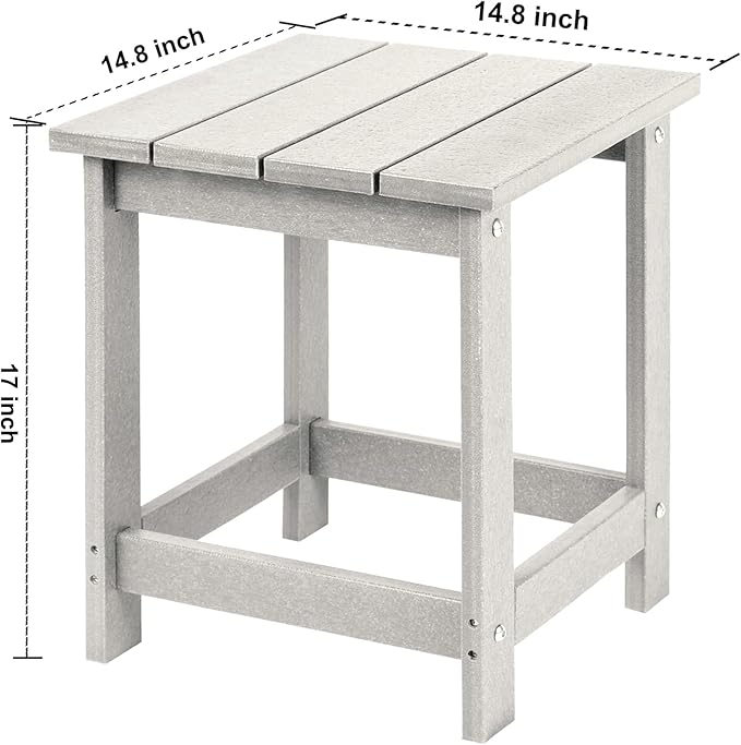 LZRS Adirondack Square Outdoor Side Table for Patio, Pool Composite Patio Table,HDPE End Tables for Backyard,Pool, Indoor Companion, Easy Maintenance & Weather Resistant(Sand)