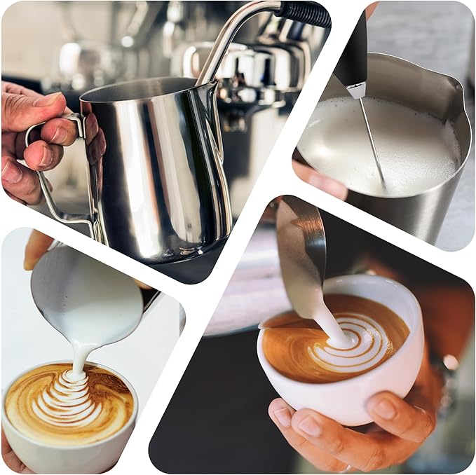Zulay Milk Frothing Pitcher with Latte Art Pen – 12oz 20oz 32oz - Stainless Steel Frother Cup with Measurement Markings, Espresso & Coffee Accessories Creamer Jug with Laser-Welded Handle - 20 oz