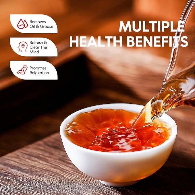 KHS Organic Pu Erh Tea Grade A, 16 Oz USDA Certified Aged Fermented Organic Ripe Puerh Tea Loose Leaf, No Dust Production Workshop, Chinese Yunnan Ancient Tree Puer Tea Perfect for Hot Brew