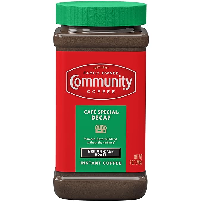 Community Coffee Cafe Special Decaf Blend Instant Coffee, Medium-Dark Roast, 7 oz Jar (Pack of 1)