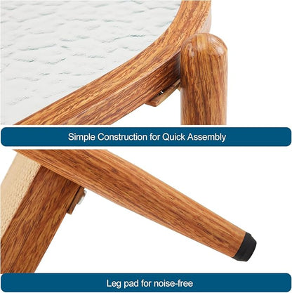 VINGLI 38" Rattan Oval Coffee Table, Water-Wave Glass Metal Center Table, Modern Coffee Table with 2-Tier Storage, Farmhouse Coffee Table for Living Room and Small Space, Natural Vibe