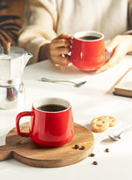 Load image into Gallery viewer, Teocera Ceramic Coffee Mug Set of 4-12 oz Coffee Mugs with Large Handles for Hot or Cold Drinks Like Latte, Cocoa, Tea or Juice - Smooth Ceramic, Dishwasher Safe, Red