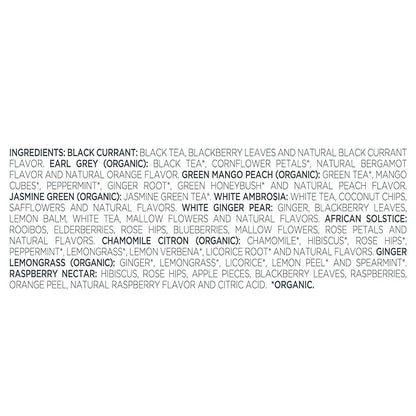 Tea Forte Tea Tasting Assortment Premium Petite Presentation Box Gift Set Sampler, 10 Count, 1 of Each Variety Individually Wrapped Handcrafted Pyramid Infuser Bags