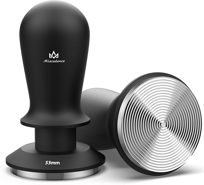 Espresso Tamper 53mm Calibrated Spring Loaded Coffee Tamper with Constant Pressure, Triple Spring Impact Sound Feedback for Barista Home Use (Black, 53mm)