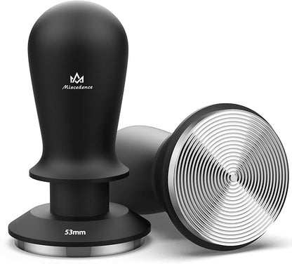 Espresso Tamper 53mm Calibrated Spring Loaded Coffee Tamper with Constant Pressure, Triple Spring Impact Sound Feedback for Barista Home Use (Black, 53mm)