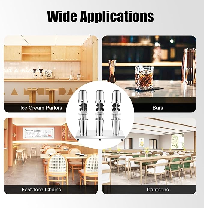 Commercial Stainless Steel Milk Shake Machine, Stainless Steel Milk Shaking Machine, Three Head Drink Mixer 110V (Three Head)