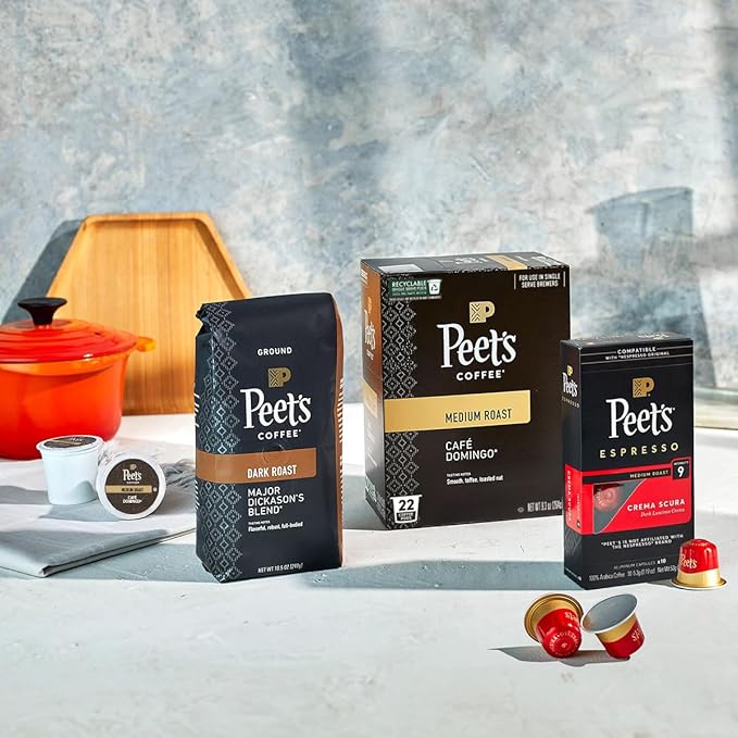 Peet's Coffee, Medium Roast Single Serve Coffee Pods - Big Bang 88 Count (4 Boxes of 22 Pods)