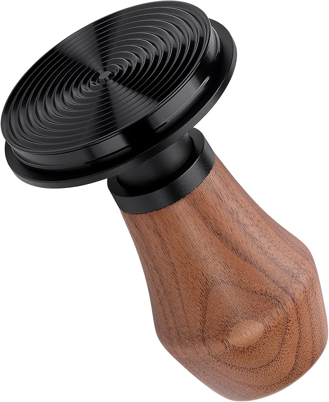 Normcore 53.3mm Espresso Coffee Tamper V4 - Spring Loaded Tamper With Titanium PVD Coating Ripple Base -15lb / 25lb / 30lbs Replacement Springs, Genuine American Walnut Handle