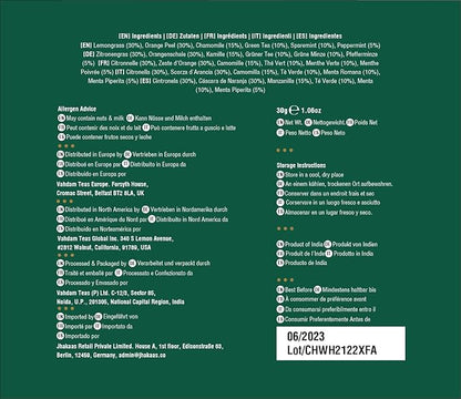 VAHDAM, Chamomile Mint Citrus Green Tea Bags (30 Count) Low Caffeine, Non GMO, Gluten Free | Sweet & Floral | Resealable Ziplock Pouch | Individually Wrapped Chamomile Tea Bags