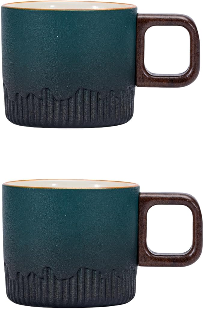 Espresso Cups Set of 2, 2 oz Ceramic Espresso Cups, Demitasse Cups for Tea or Coffee (Dark Green)