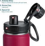 Load image into Gallery viewer, koodee 12 oz Water Bottle -Stainless Steel Vacuum Insulated Wide Mouth Flask with Leakproof Spout Lid, Reusable Sports Metal Water Bottle BPA Free(Fuchsia Red)