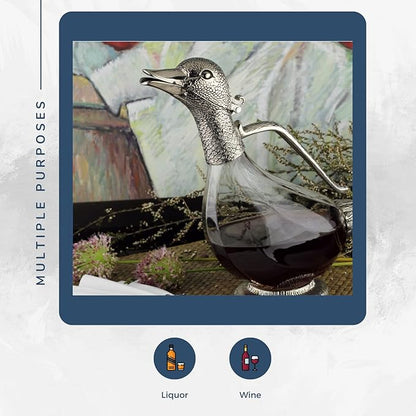 Regent Silverplated Duck Decanter 25.3 oz, 750ml Carafe, Wine Gift, Decanter for Wine, Men/Women's Good Gift on Special Day