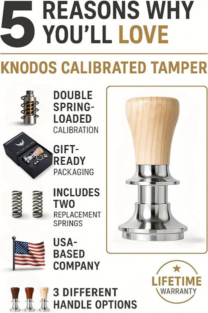 58.5mm Tamper Fits 58mm Portafilters Calibrated Auto-Leveling and Double Spring Loaded Design Stainless Steel Ripple Base Espresso Tamper with 20lb / 25lb / 30lbs Replacement Springs