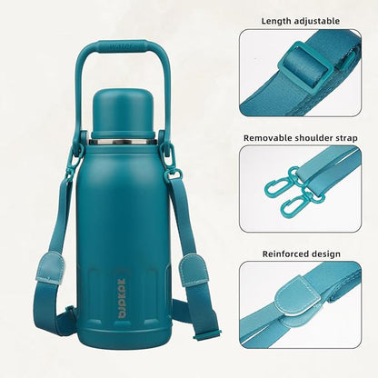 BJPKPK Insulated Water Bottle 27oz Stainless Steel Water Thermo with Handle and Cup Lid Travel Metal Thermal Flask,Laguna