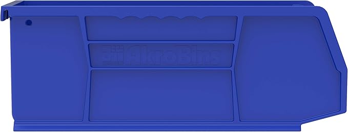 Akro-Mils 30224 AkroBins Plastic Storage Bins, Space-Saving Stackable Bins for Garage, Pantry, Craft Organization, 11" L x 4" W x 4" H, Blue, 12-Pack
