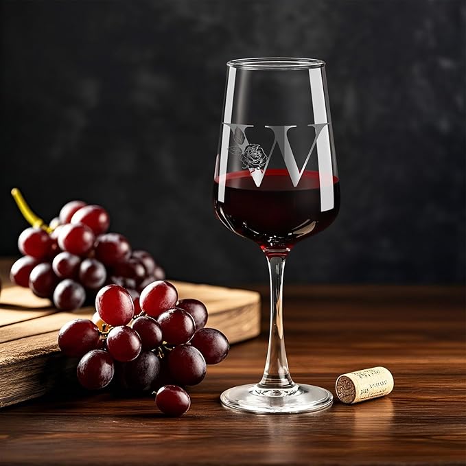 Personalized Wine Glass Gifts for Women - Monogrammed A-Z Wine Glasses Gift | Custom Christmas Gift, Valentines Day, Birthday Gifts for Women Her Mom Wife Best Friend Sister (W)