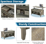 Load image into Gallery viewer, VINGLI Farmhouse Lift Top Coffee Table, Rustic Grey with Storage Shelf/Hidden Compartment, Mesa De Centro para Sala