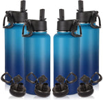 Load image into Gallery viewer, Volhoply 32 oz Water Bottles Bulk 4 Pack with Straw Lid &amp; Spout Lid,Insulated Sports Water Bottle,Double Wall Vacuum Stainless Steel Cups,Leakproof Wide Mouth Metal Flask for Travel(Green Blue,4)