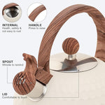 Load image into Gallery viewer, Whistling Stainless Steel Tea Kettle with Wood Grain Anti Heat Handle, Cylindrical Wood Grain Stainless Steel Cover, 2.6 Quart/2.5 Liter, Beige